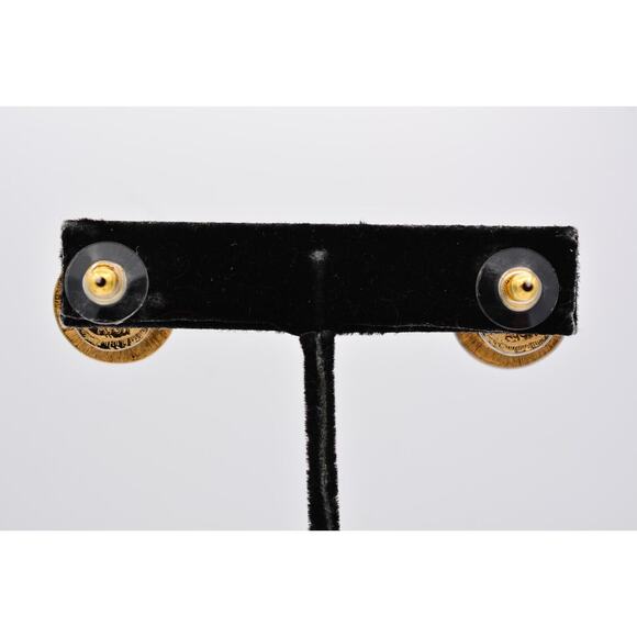 KJL for Avon Vintage Stud Earrings Post Round Rhinestone Crystal Signed BinAI - Picture 10 of 12